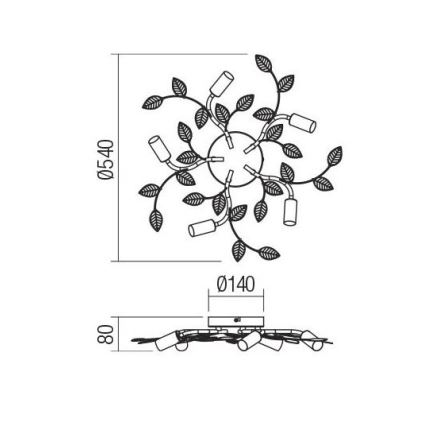 Redo 02-980 - Candelabro integrado TIARA 5xE14/28W/230V