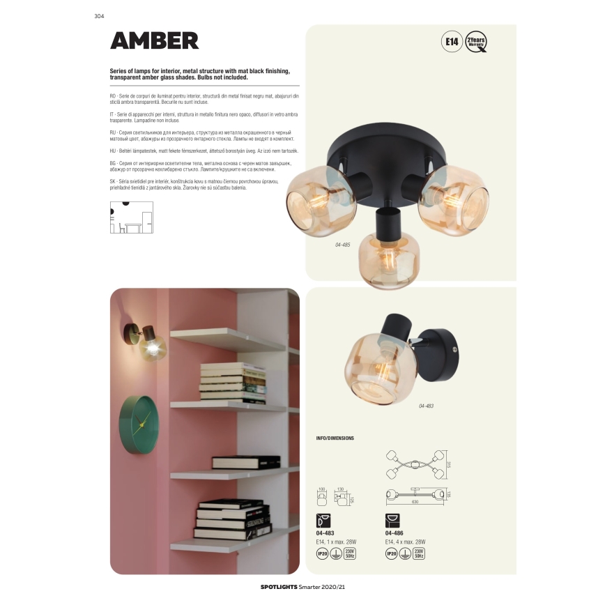 Redo 04-484 - Foco AMBER 2xE14/28W/230V