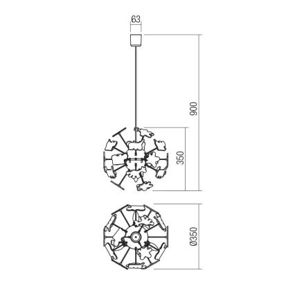 Redo 04-515 - Candeeiro suspenso de criança SAFARI 4xE14/28W/230V diâmetro 35 cm colorido