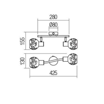 Redo 04-517 - Foco de parede TORN 2xE14/28W/230V