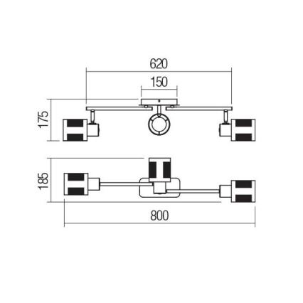 Redo 04-521 - Candelabro montado à superfície BASKET 3xE27/42W/230V bronze