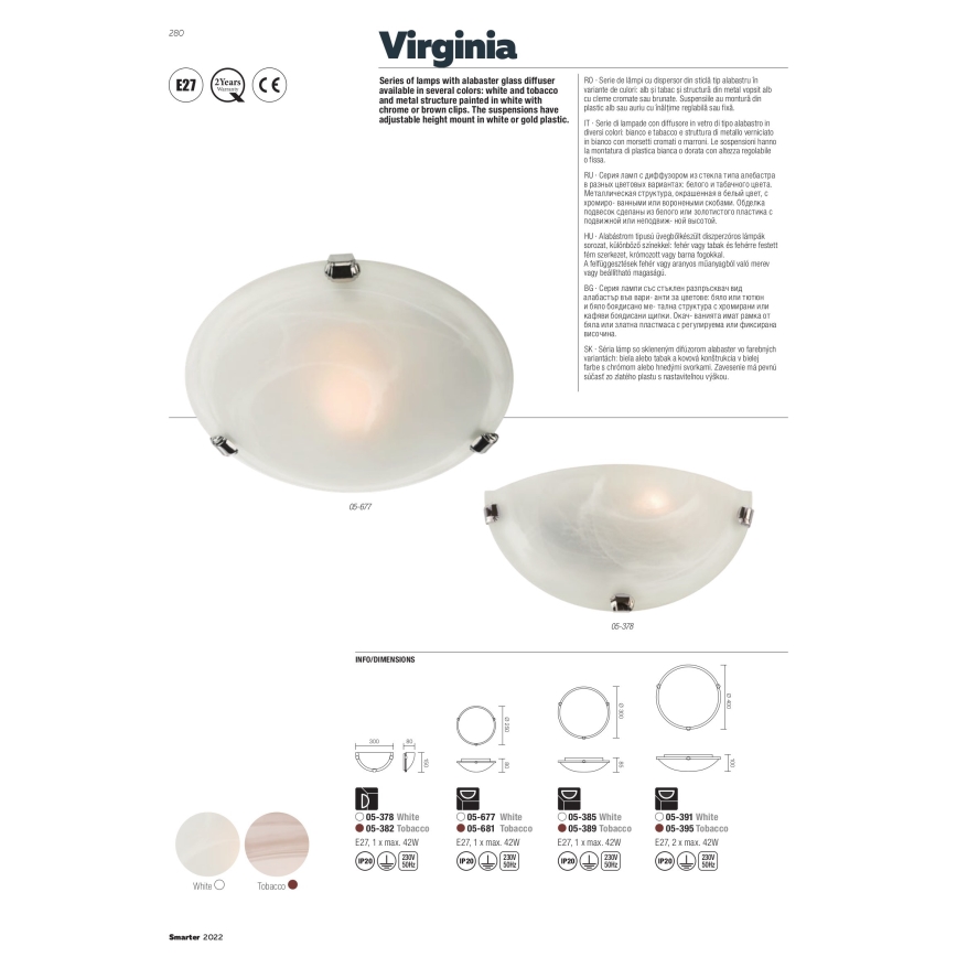 Redo 05-383 - Iluminação de parede VIRGINIA 1xE27/42W/230V