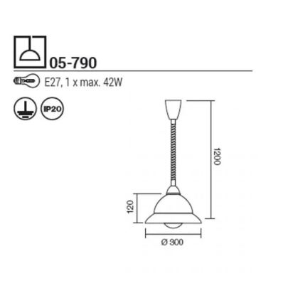 Redo 05-790 - Candeeiro suspenso ETRUSCA 1xE27/42W/230V