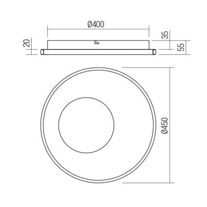 Redo 05-959 - Iluminação de teto LED com regulação SINTESI LED/45W/230V diâmetro 45 cm 3000-6000K + comando