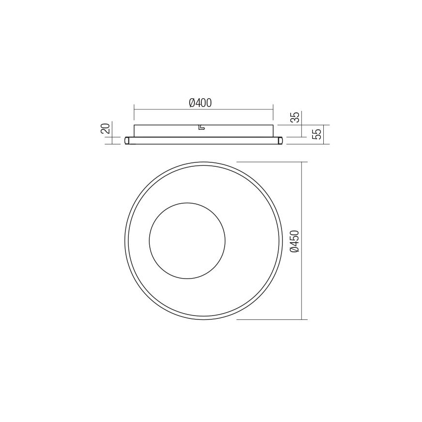Redo 05-959 - Iluminação de teto LED com regulação SINTESI LED/45W/230V diâmetro 45 cm 3000-6000K + comando