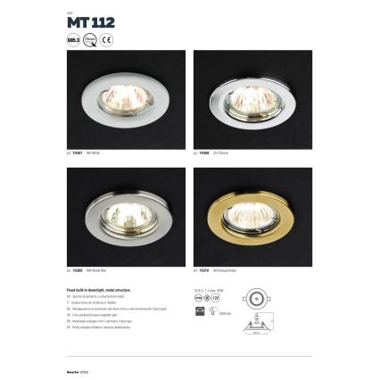 Redo 70307 - Iluminação embutida MT 1xGU5,3/50W/12V branco