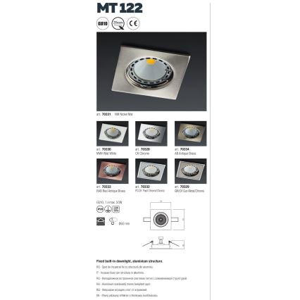 Redo 70329 - Iluminação embutida MT 1xGU10/50W/230V