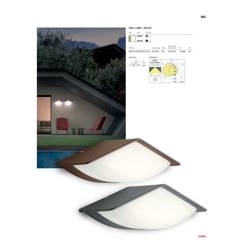 Redo 90002 - Luz de parede LED de exterior CHALET 1xLED/8W/230V IP54