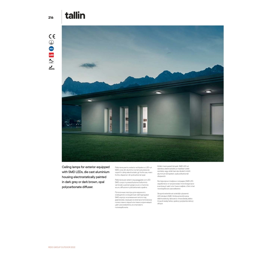 Redo 90008 - Iluminação de teto exterior LED TALLIN LED/21W/230V 24,5x24,5 cm IP54 castanho