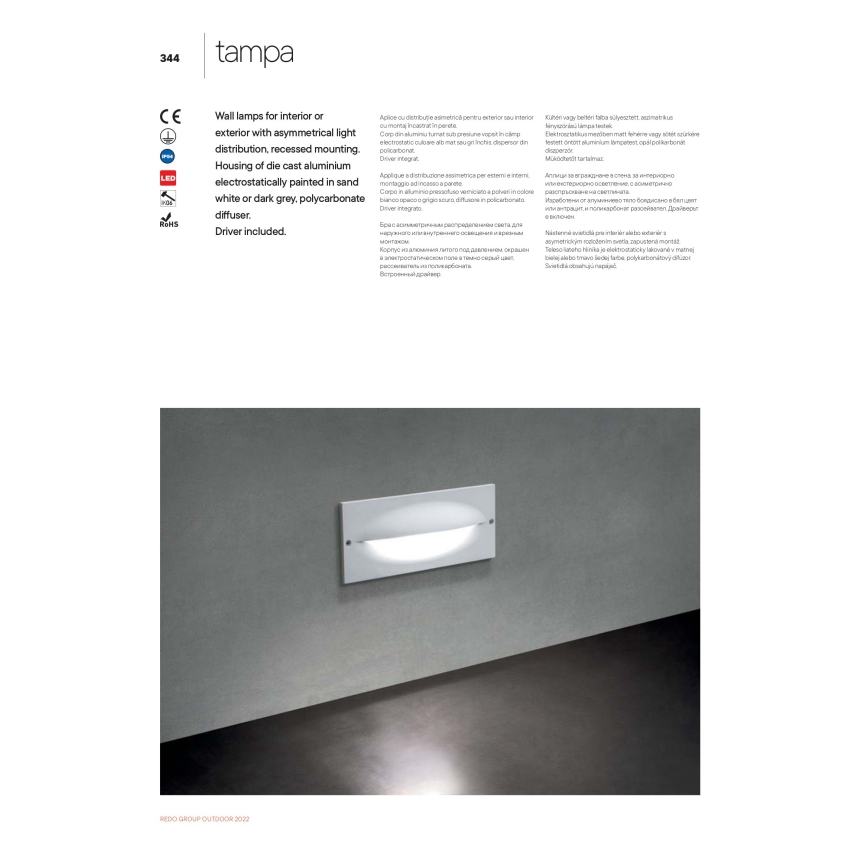 Redo 90009 - Luminária de orientação exterior TAMPA LED/11W/230V IP54 branca