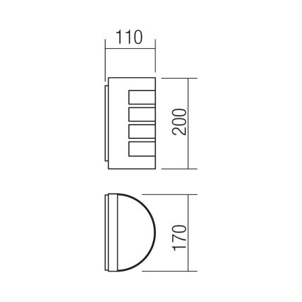 Redo 9001 - Iluminação de parede exterior EVO 1xE27/11W/230V IP44
