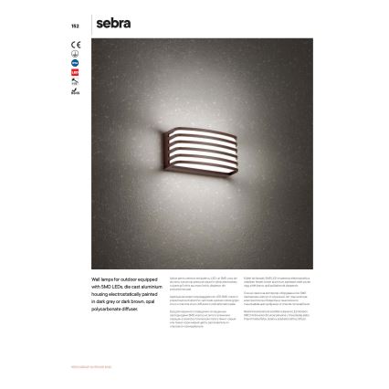 Redo 90038 - Iluminação de parede exterior LED SEBRA LED/15W/230V IP54
