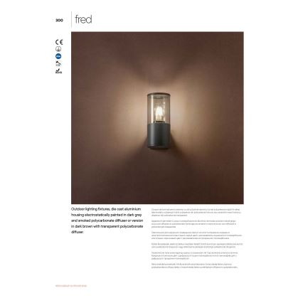 Redo 90047 - Luz de parede de exterior FRED 1xE27/20W/230V IP54