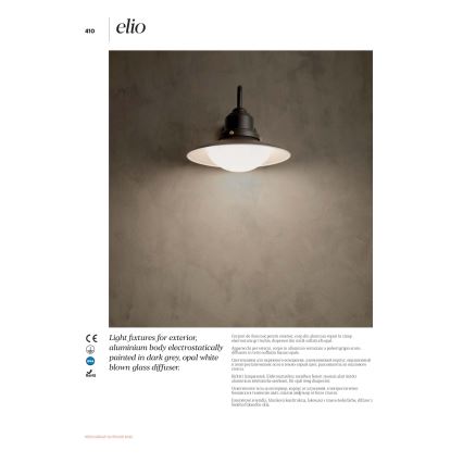Redo 90094 - Candelabro de exterior numa corrente ELIO 1xE27/42W/230V IP44