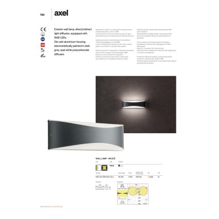 Redo 90126 - Aplique de parede LED para exterior AXEL LED/7W/230V 3000 K IP65 antracite