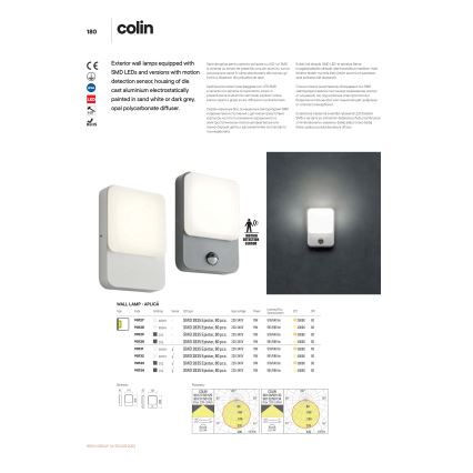 Redo 90129 - Luz de parede LED de exterior COLIN 1xLED/9W/230V IP54
