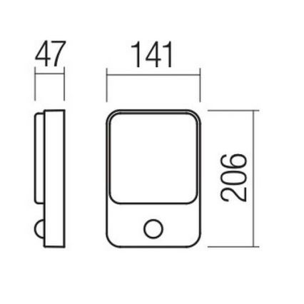 Redo 90133 - Luminária de parede exterior LED com sensor COLIN 1xLED/9W/230V IP54