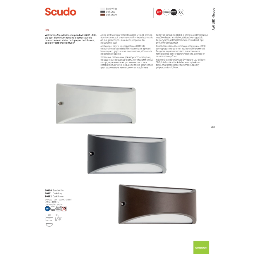 Redo 90191 - Iluminação de parede exterior LED SCUDO LED/10W/230V 3000K IP54 antracite