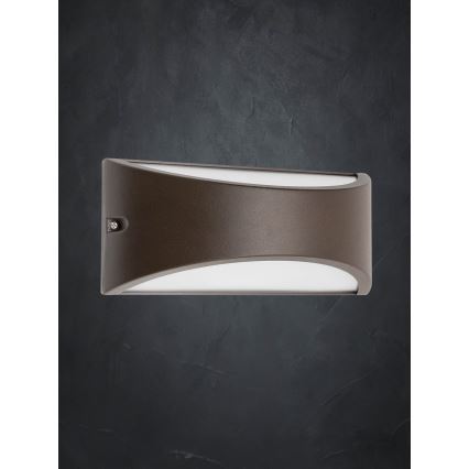 Redo 90192 - Iluminação de parede exterior LED SCUDO LED/10W/230V 3000K IP54 castanho