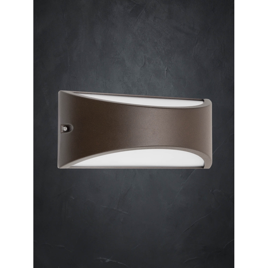 Redo 90192 - Iluminação de parede exterior LED SCUDO LED/10W/230V 3000K IP54 castanho
