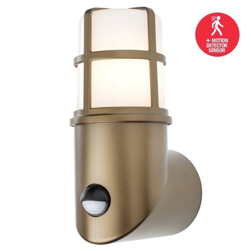 Redo 90199 - Iluminação exterior com sensor TRITON 1xE27/28W/230V IP54 latão