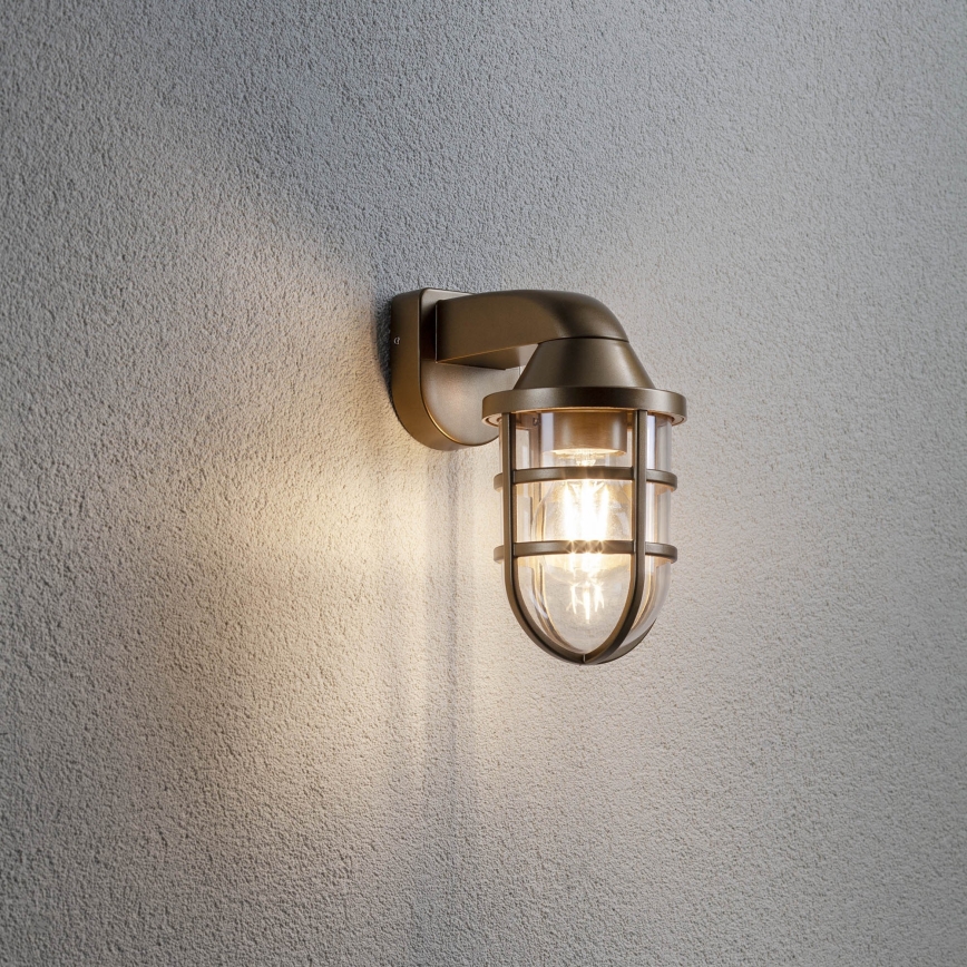 Redo 90205 - Iluminação de parede exterior CAGE 1xE27/28W/230V IP44 latão