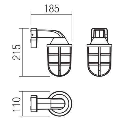 Redo 90207 - Iluminação de parede exterior CAGE 1xE27/28W/230V IP44 preto