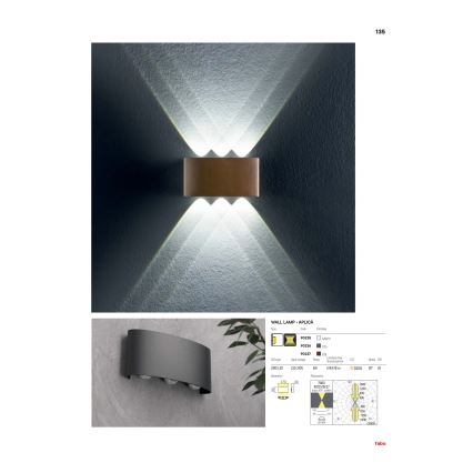 Redo 90226 - Iluminação de parede exterior LED FABO LED/6W/230V 3000K IP54 cinzento