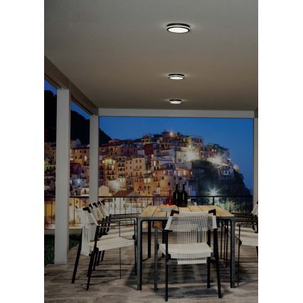 Redo 90290 - Iluminação de teto exterior LED com sensor ISOLA LED/24W/230V diâmetro 26 cm 3000/4000/6500K IP54 antracite