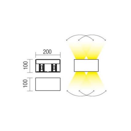 Redo 90303 - Iluminação de parede exterior LED VARY 4xLED/5W/230V 4000K IP54 antracite