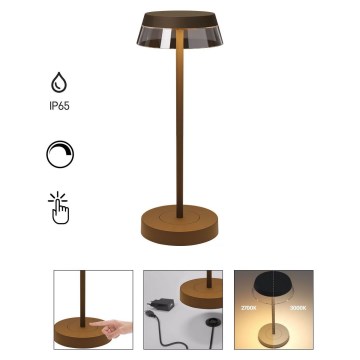 Redo 90308 - Candeeiro de mesa táctil LED com regulação ILUNA LED/2,5W/5V 2700-3000K 3000 mAh IP65 castanho