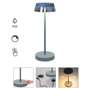 Redo 90310 - Lâmpada de mesa LED regulável por toque ILUNA LED/2,5W/5V 2700-3000K 3000 mAh IP65 azul