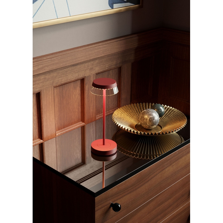 Redo 90311- Candeeiro de mesa táctil LED com regulação ILUNA LED/2,5W/5V 2700-3000K 3000 mAh IP65 vermelho