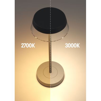 Redo 90312 - Candeeiro de mesa táctil LED com regulação ILUNA LED/2,5W/5V 2700-3000K 3000 mAh IP65 preto
