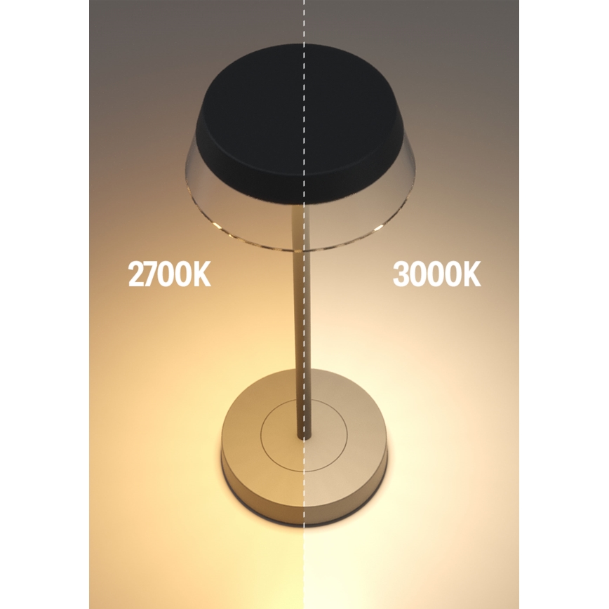 Redo 90312 - Candeeiro de mesa táctil LED com regulação ILUNA LED/2,5W/5V 2700-3000K 3000 mAh IP65 preto