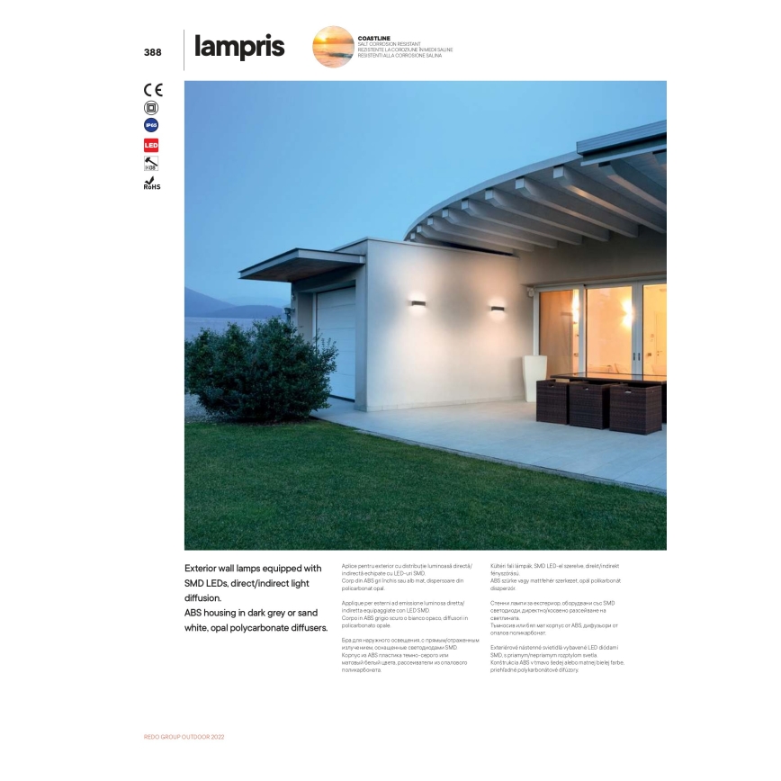 Redo 90373 - Iluminação de parede exterior LED LAMPRIS LED/13W/230V IP65 branco
