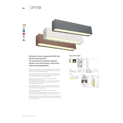 Redo 90394 - Iluminação de parede exterior LED OMNIA LED/12W/230V 3000K IP54 cinzento