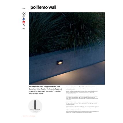 Redo 90426 - Iluminação de parede exterior LED POLIFEMO LED/8W/230V IP65 antracite