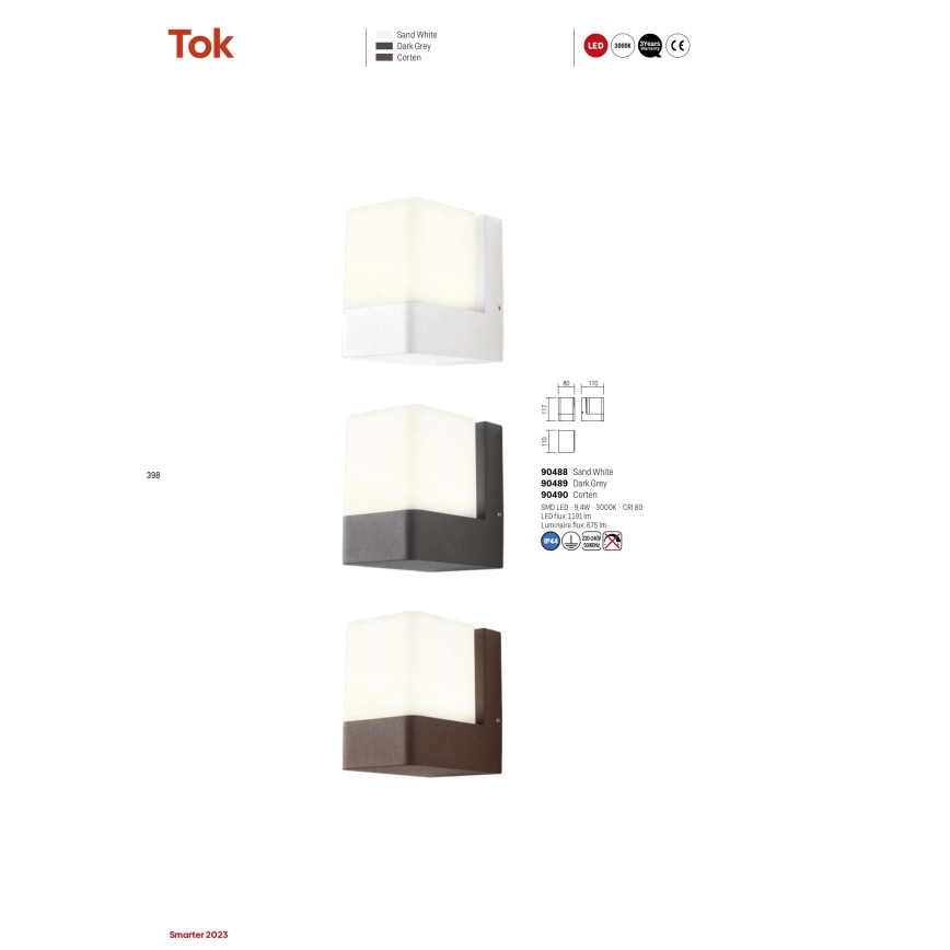 Redo 90489 - Iluminação de parede exterior LED TOK LED/9,4W/230V IP44 antracite