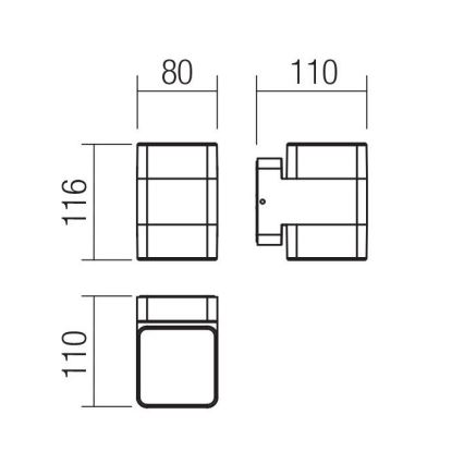 Redo 90492 - Iluminação de parede exterior LED TOK LED/14,8W/230V IP44 antracite