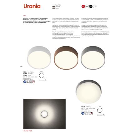 Redo 90516 - Iluminação de teto exterior LED URANIA LED/10W/230V diâmetro 16 cm IP65 antracite