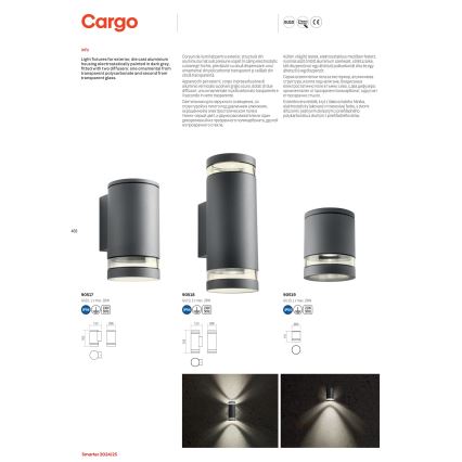 Redo 90518 - Iluminação de parede exterior CARGO 2xGU10/28W/230V IP54 antracite