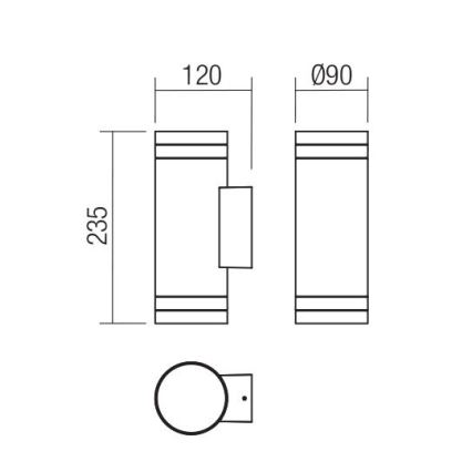 Redo 90518 - Iluminação de parede exterior CARGO 2xGU10/28W/230V IP54 antracite