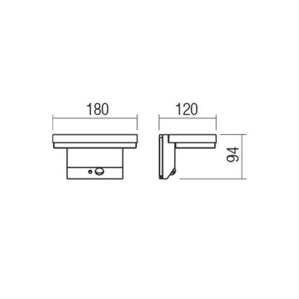 Redo 90535 - Iluminação solar de parede LED com sensor TAIYO LED/2W/3,7V 3000K IP54 antracite