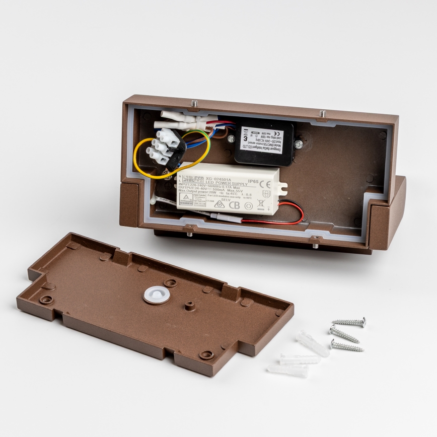 Redo 90588 - Iluminação de parede exterior LED com sensor FLIP LED/20W/230V CRI 90 3000K IP54 castanho