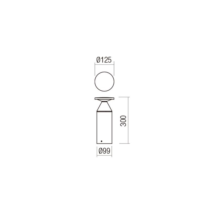 Redo 90589 - Luminária de exterior LED BIRO LED/12W/230V 3000K 30 cm IRC 90 IP65 antracite