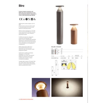 Redo 90591 - Luminária LED para exterior BIRO, 12W, 230V, 3000K, 70 cm, CRI 90, IP65, antracite