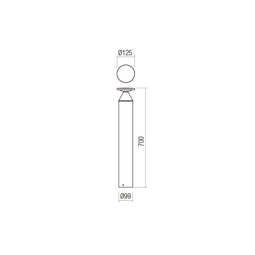 Redo 90591 - Luminária LED para exterior BIRO, 12W, 230V, 3000K, 70 cm, CRI 90, IP65, antracite