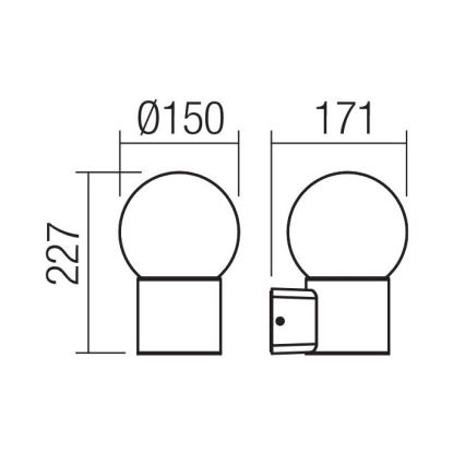 Redo 90640 - Iluminação de parede exterior BULK 1xE27/28W/230V IP44 antracite