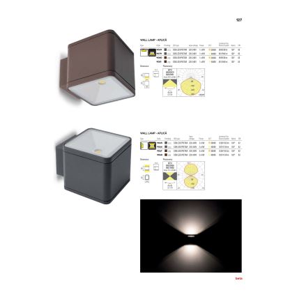 Redo 9065 - Luz de parede LED de exterior BETA 2xLED/6W/230V IP54